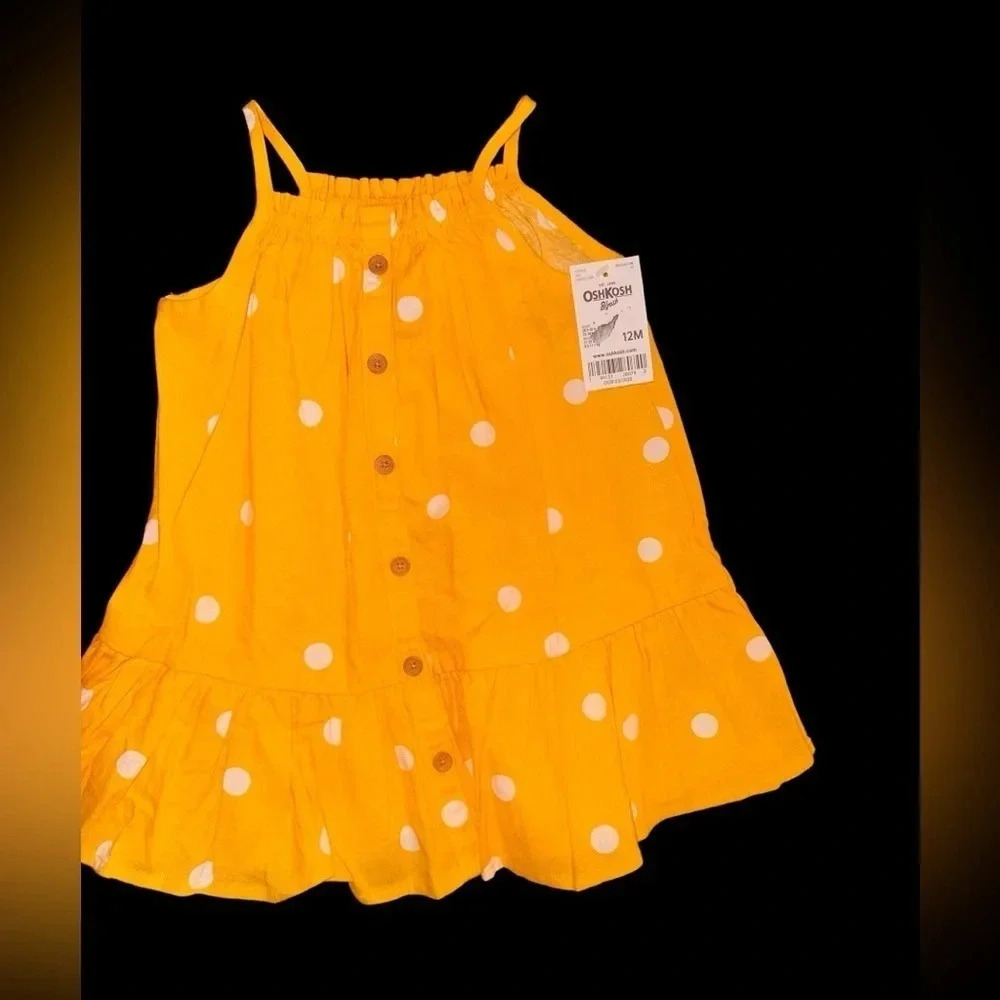 🆕 Oshkosh B'Gosh - Polka Dot Dress Size 12m - Picture 2 of 7